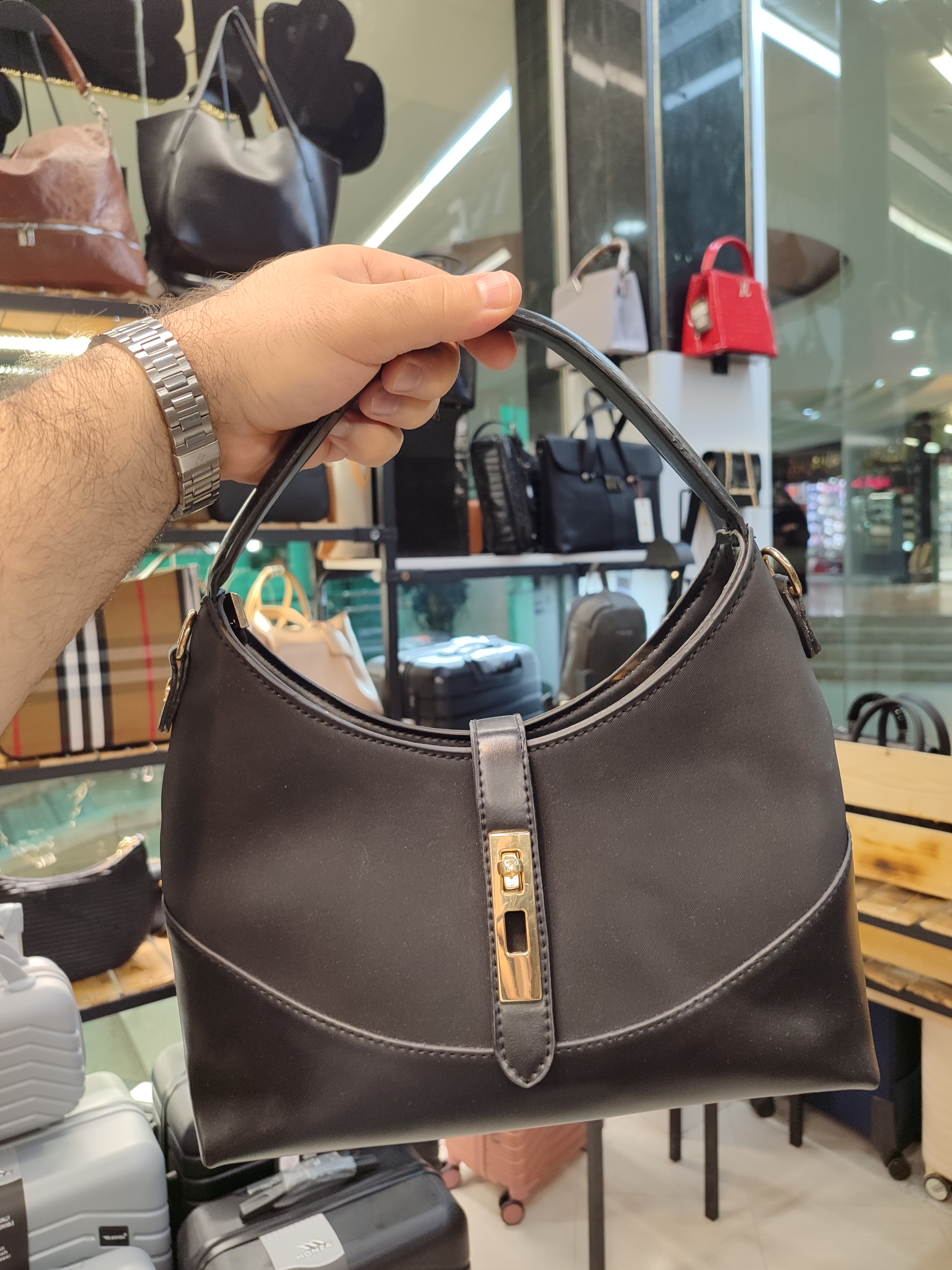 کیف حلالی دستی دوشی چرم وپارچه